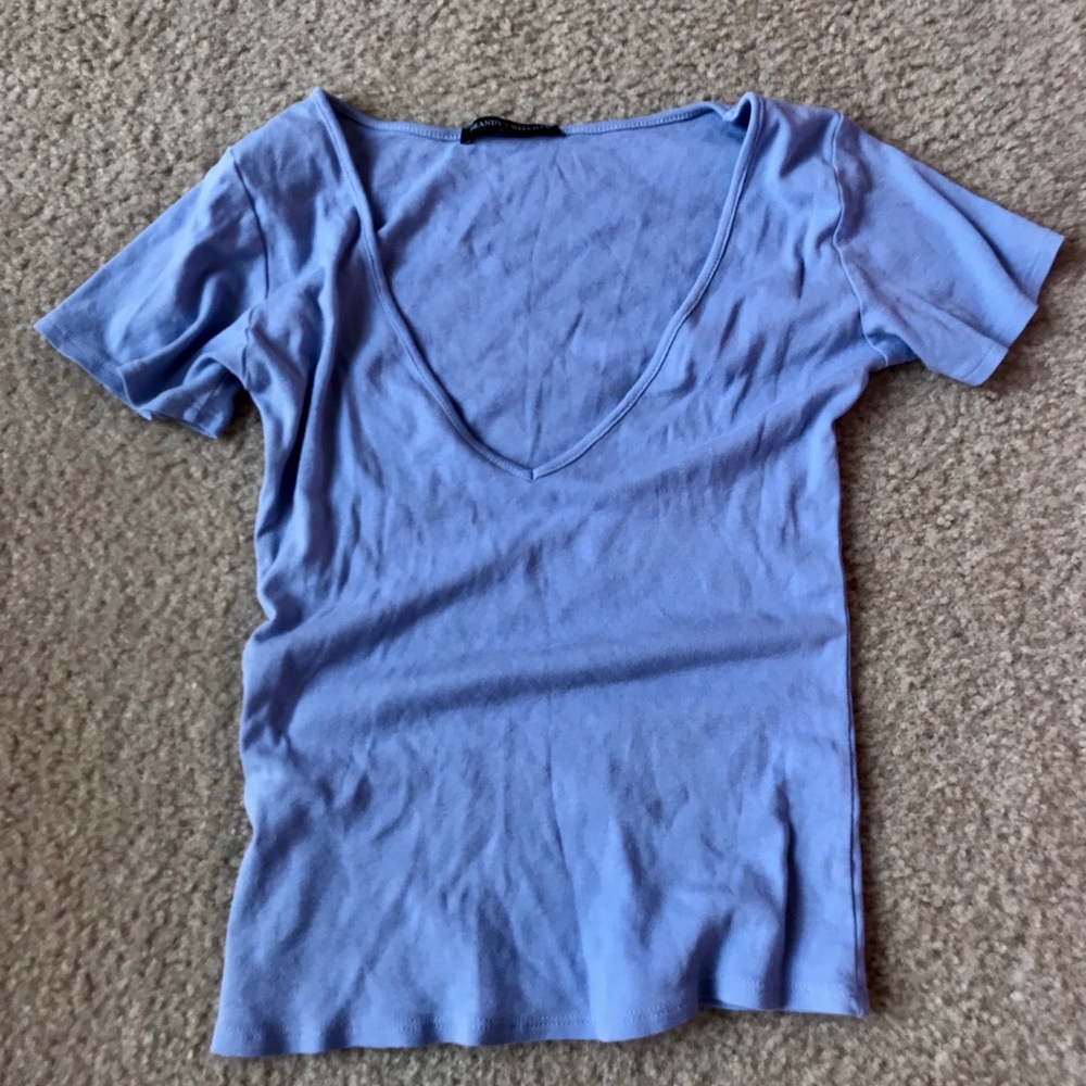 Brandy Melville Blue V-Neck Top